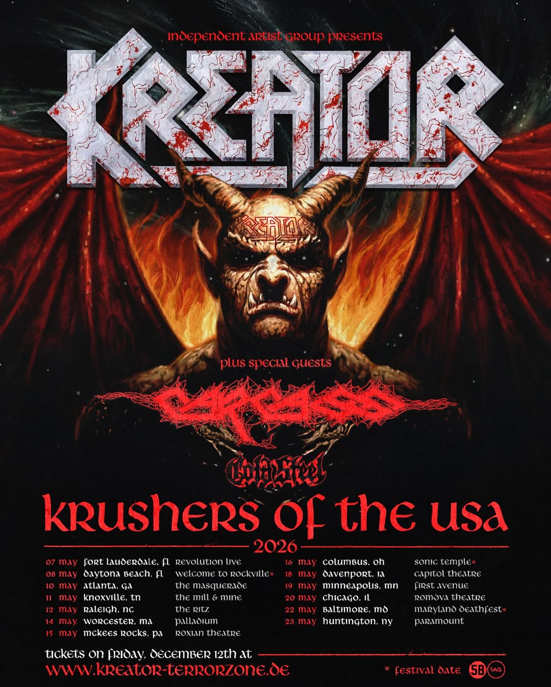 Kreator Krushers Of The World Tour Poster 2026